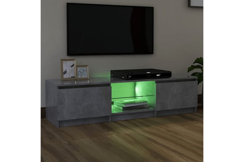 TV-benk med LED-lys betonggrå 140x40x35,5 cm - Grå - Møbler - Mediamøbel & tv møbel - TV-benk & mediabenk