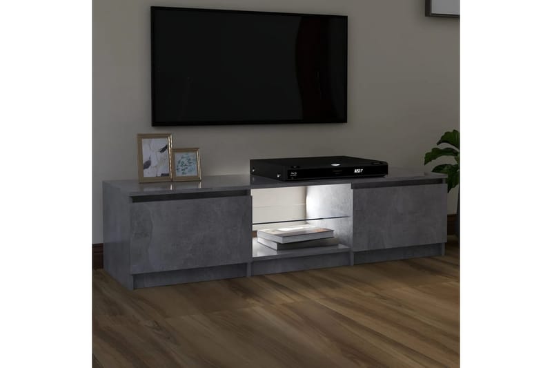 TV-benk med LED-lys betonggrå 140x40x35,5 cm - Grå - Møbler - Mediamøbel & tv møbel - TV-benk & mediabenk