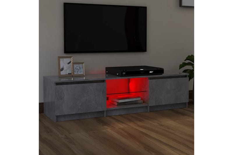 TV-benk med LED-lys betonggrå 140x40x35,5 cm - Grå - Møbler - Mediamøbel & tv møbel - TV-benk & mediabenk