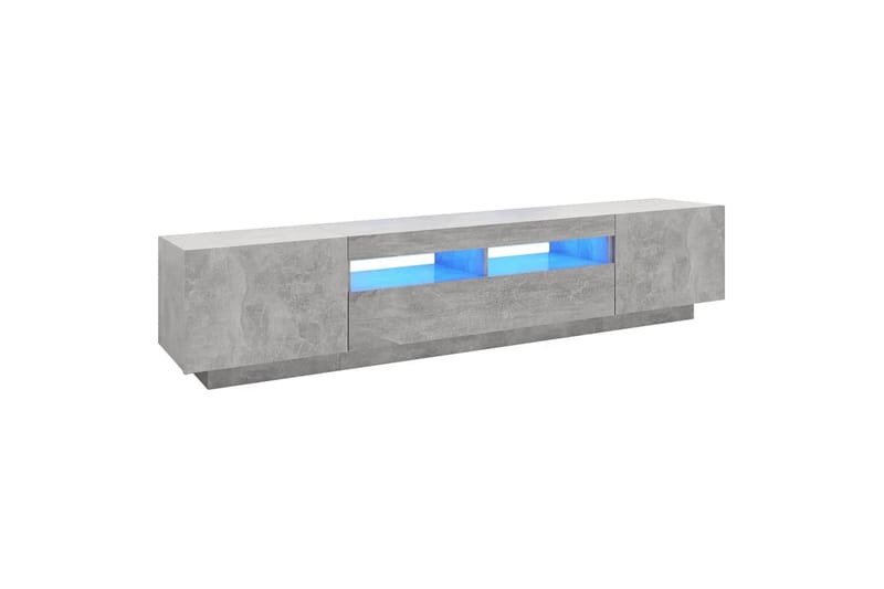 TV-benk med LED-lys betonggrå 200x35x40 cm - Grå - TV-benk & mediabenk