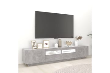 TV-benk med LED-lys betonggrå 200x35x40 cm - Grå - Møbler - Mediamøbel & tv møbel - TV-benk & mediabenk