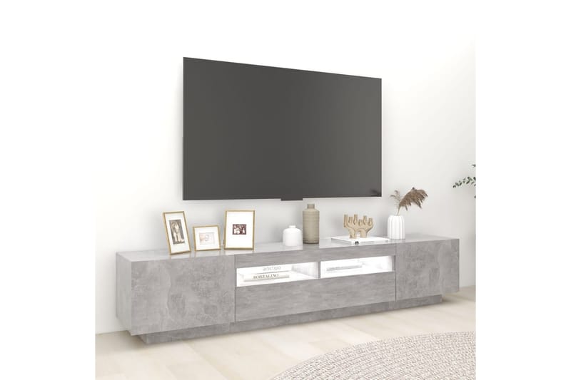 TV-benk med LED-lys betonggrå 200x35x40 cm - Grå - TV-benk & mediabenk