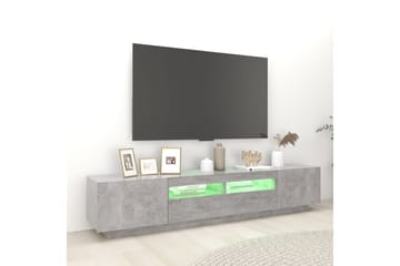 TV-benk med LED-lys betonggrå 200x35x40 cm - Grå - Møbler - Mediamøbel & tv møbel - TV-benk & mediabenk