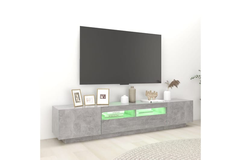 TV-benk med LED-lys betonggrå 200x35x40 cm - Grå - Møbler - Mediamøbel & tv møbel - TV-benk & mediabenk
