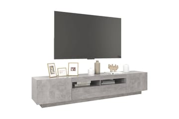 TV-benk med LED-lys betonggrå 200x35x40 cm - Grå - Møbler - Mediamøbel & tv møbel - TV-benk & mediabenk
