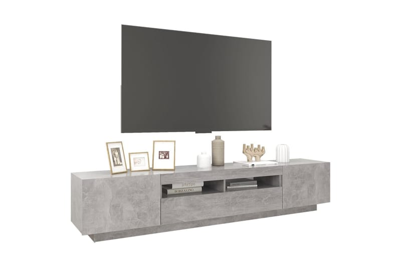 TV-benk med LED-lys betonggrå 200x35x40 cm - Grå - Møbler - Mediamøbel & tv møbel - TV-benk & mediabenk
