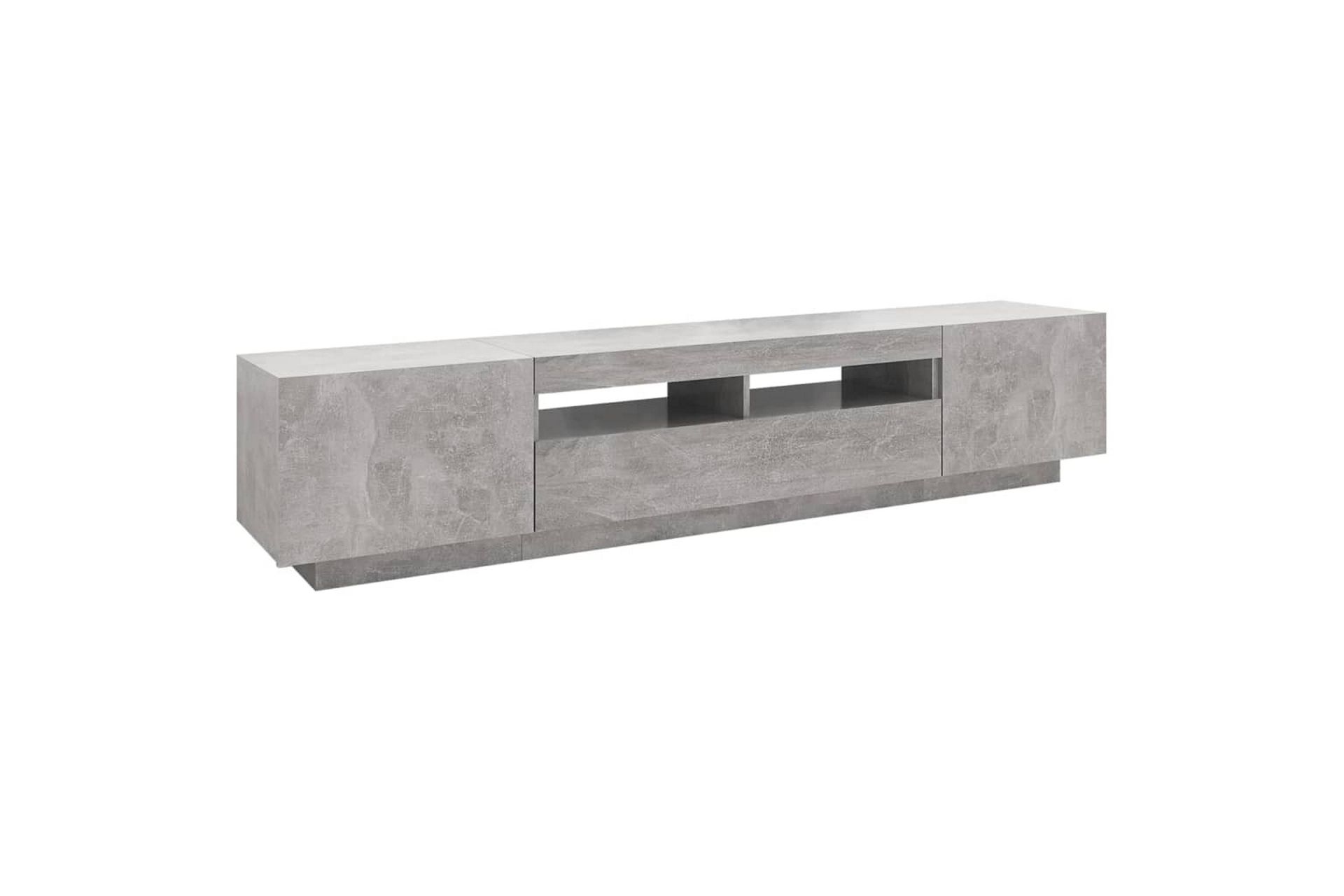 TV-benk med LED-lys betonggrå 200x35x40 cm - Grå - Møbler - Mediamøbel & tv møbel - TV-benk & mediabenk