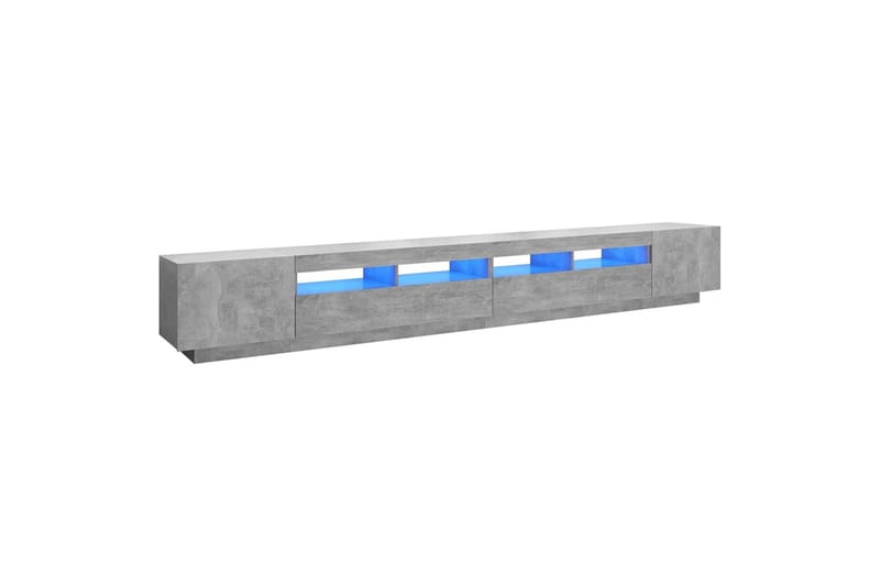 TV-benk med LED-lys betonggrå 300x35x40 cm - Grå - TV-benk & mediabenk