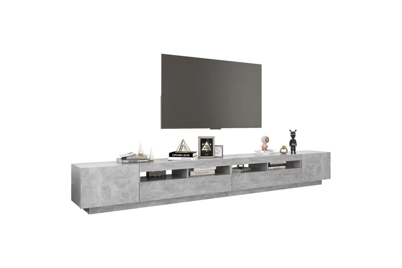 TV-benk med LED-lys betonggrå 300x35x40 cm - Grå - Møbler - Mediamøbel & tv møbel - TV-benk & mediabenk
