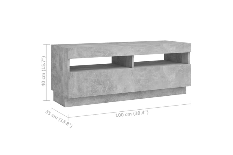 TV-benk med LED-lys betonggrå 300x35x40 cm - Grå - Møbler - Mediamøbel & tv møbel - TV-benk & mediabenk