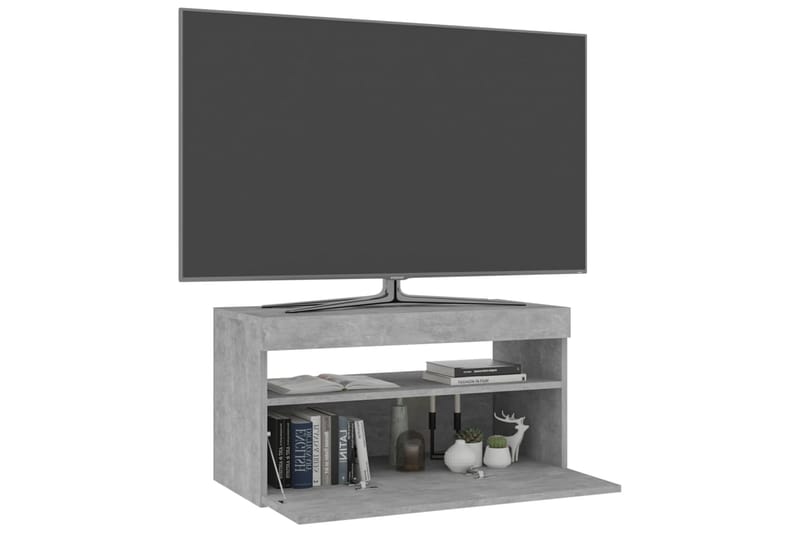 TV-benk med LED-lys betonggrå 75x35x40 cm - Grå - TV-benk & mediabenk