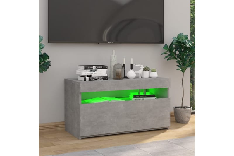 TV-benk med LED-lys betonggrå 75x35x40 cm - Grå - Møbler - Mediamøbel & tv møbel - TV-benk & mediabenk