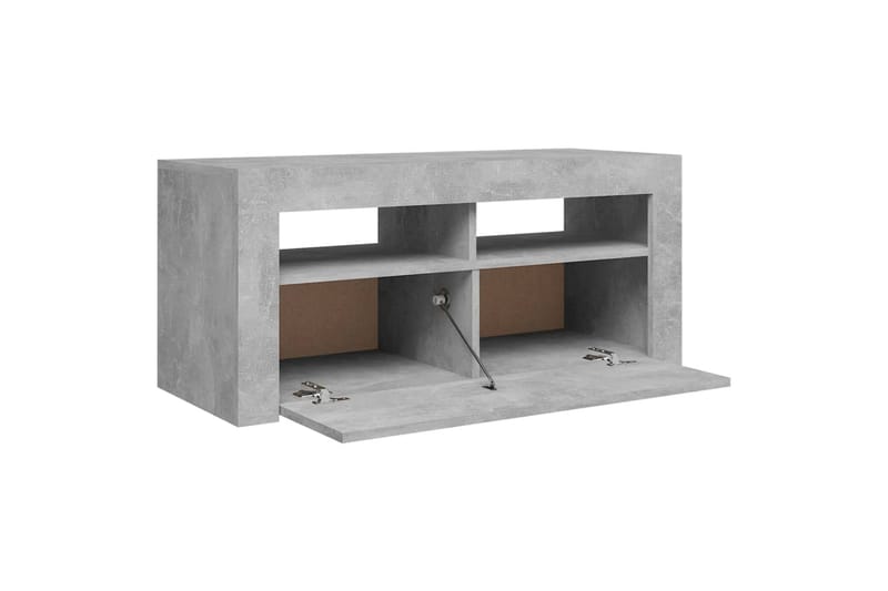 TV-benk med LED-lys betonggrå 90x35x40 cm - Grå - TV-benk & mediabenk