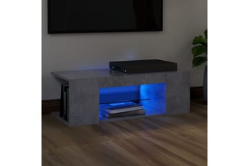 TV-benk med LED-lys betonggrå 90x39x30 cm - Grå - Møbler - Mediamøbel & tv møbel - TV-benk & mediabenk