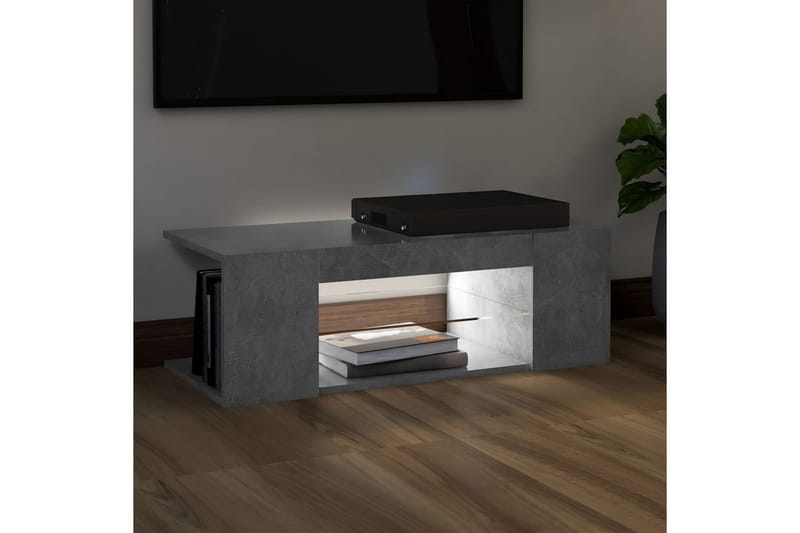 TV-benk med LED-lys betonggrå 90x39x30 cm - Grå - Møbler - Mediamøbel & tv møbel - TV-benk & mediabenk
