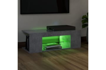 TV-benk med LED-lys betonggrå 90x39x30 cm - Grå - Møbler - Mediamøbel & tv møbel - TV-benk & mediabenk