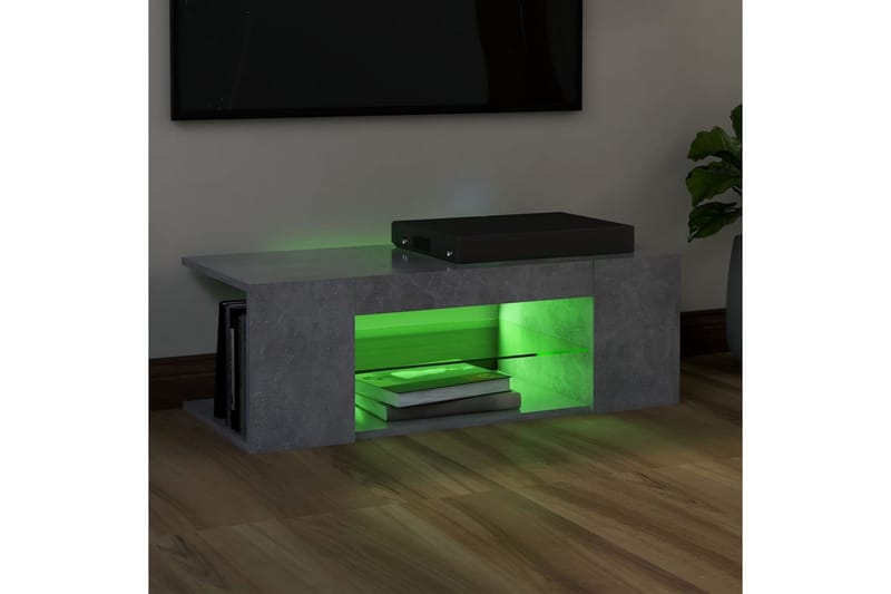 TV-benk med LED-lys betonggrå 90x39x30 cm - Grå - Møbler - Mediamøbel & tv møbel - TV-benk & mediabenk