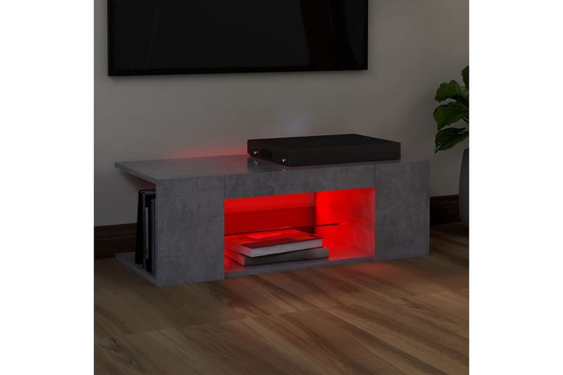 TV-benk med LED-lys betonggrå 90x39x30 cm - Grå - Møbler - Mediamøbel & tv møbel - TV-benk & mediabenk