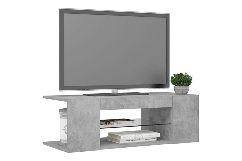 TV-benk med LED-lys betonggrå 90x39x30 cm - Grå - Møbler - Mediamøbel & tv møbel - TV-benk & mediabenk