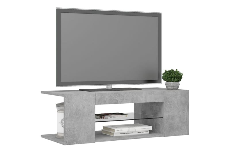 TV-benk med LED-lys betonggrå 90x39x30 cm - Grå - TV-benk & mediabenk