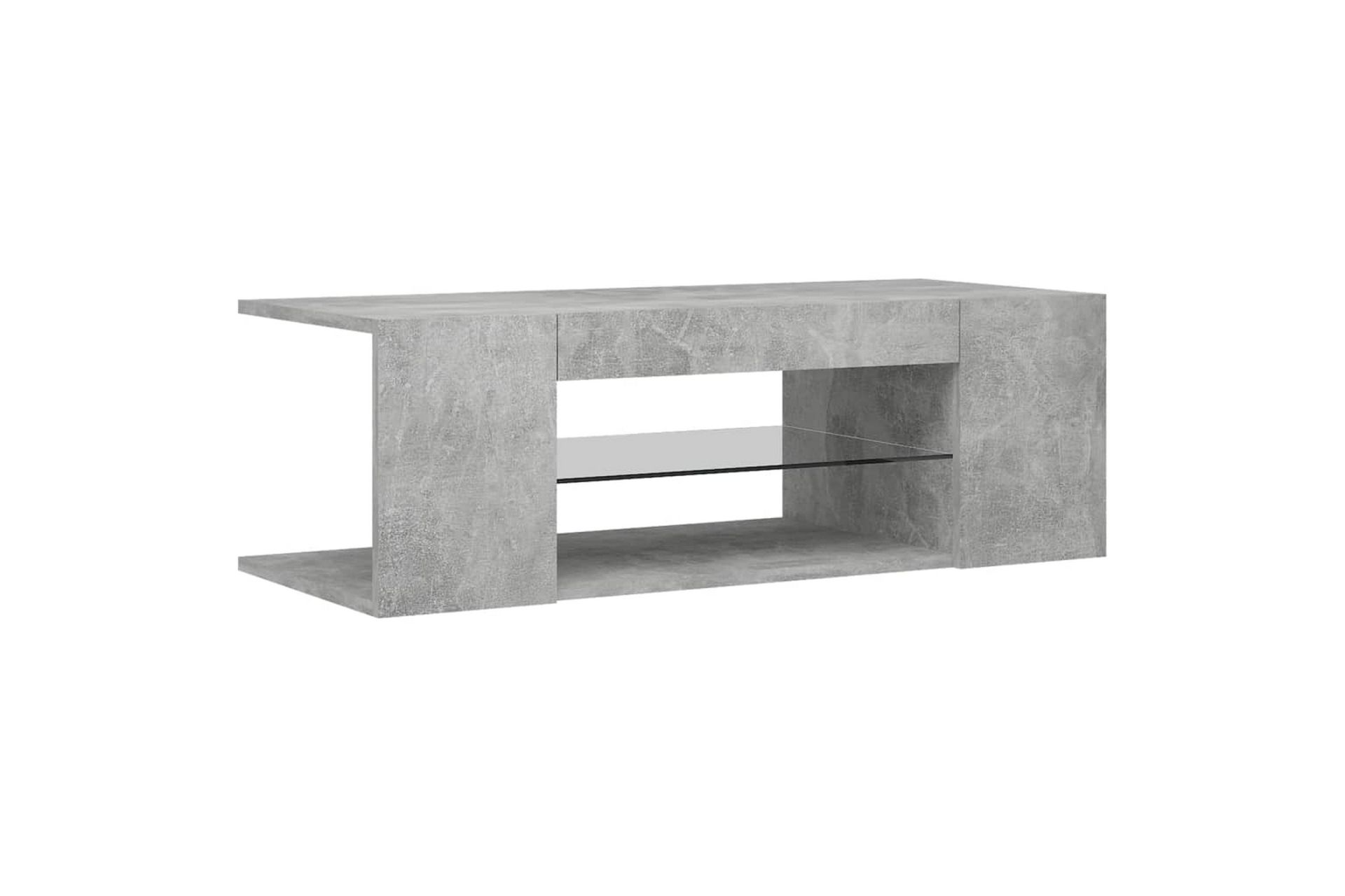 TV-benk med LED-lys betonggrå 90x39x30 cm - Grå - Møbler - Mediamøbel & tv møbel - TV-benk & mediabenk