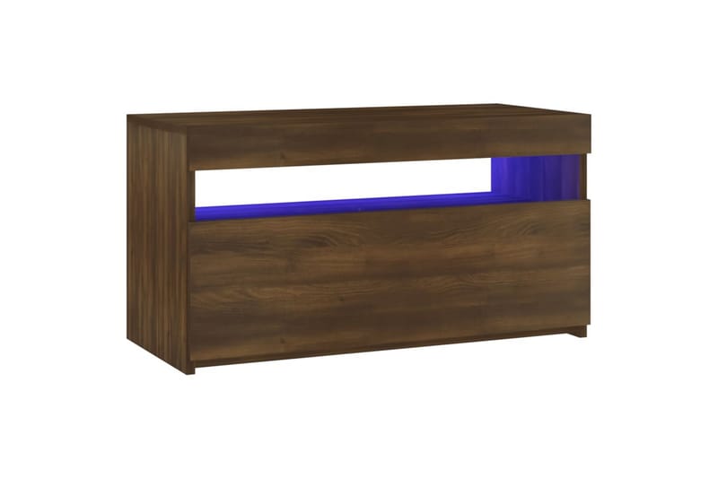 TV-benk med LED-lys brun eik 75x35x40 cm - Brun - Møbler - Mediamøbel & tv møbel - TV-benk & mediabenk