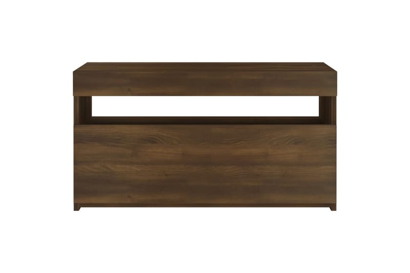 TV-benk med LED-lys brun eik 75x35x40 cm - Brun - Møbler - Mediamøbel & tv møbel - TV-benk & mediabenk