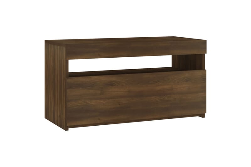 TV-benk med LED-lys brun eik 75x35x40 cm - Brun - Møbler - Mediamøbel & tv møbel - TV-benk & mediabenk