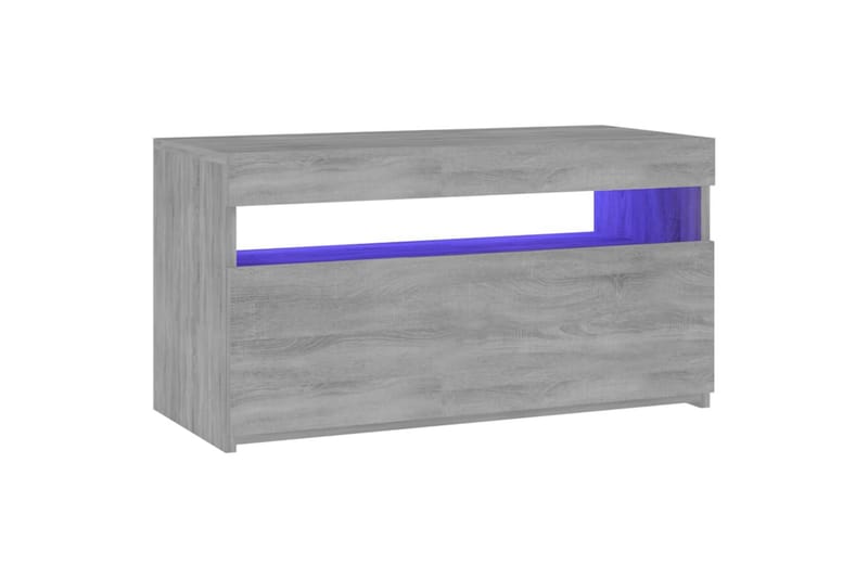 TV-benk med LED-lys grå sonoma 75x35x40 cm - Grå - TV-benk & mediabenk