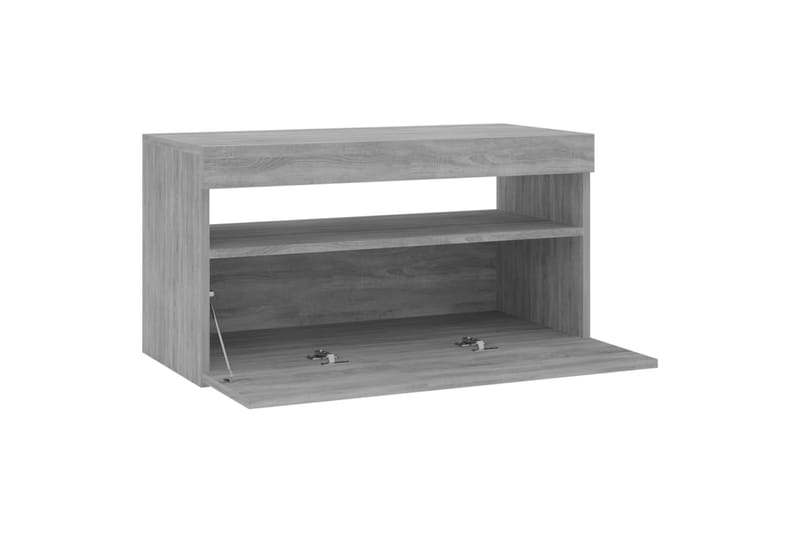 TV-benk med LED-lys grå sonoma 75x35x40 cm - Grå - Møbler - Mediamøbel & tv møbel - TV-benk & mediabenk