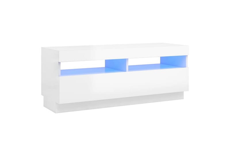 TV-benk med LED-lys høyglans hvit 100x35x40 cm - Hvit - TV-benk & mediabenk