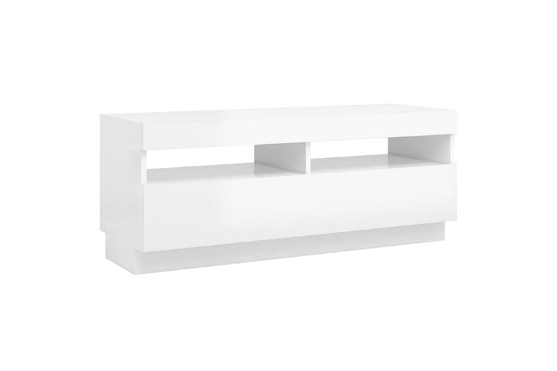 TV-benk med LED-lys høyglans hvit 100x35x40 cm - Hvit - TV-benk & mediabenk