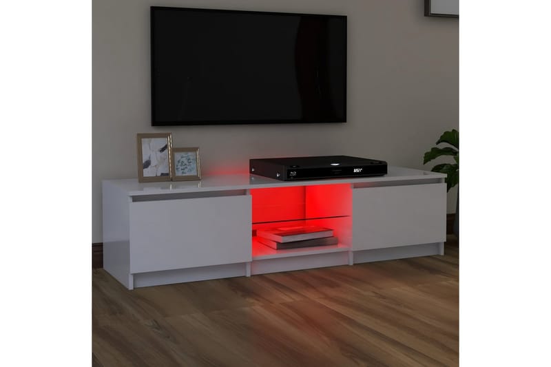 TV-benk med LED-lys høyglans hvit 140x40x35,5 cm - Hvit - TV-benk & mediabenk