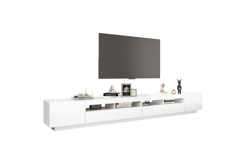 TV-benk med LED-lys høyglans hvit 300x35x40 cm - Hvit - TV-benk & mediabenk