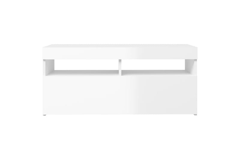 TV-benk med LED-lys høyglans hvit 90x35x40 cm - Hvit - Møbler - Mediamøbel & tv møbel - TV-benk & mediabenk