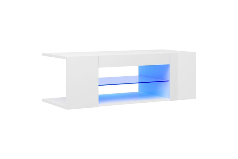 TV-benk med LED-lys høyglans hvit 90x39x30 cm - Hvit - TV-benk & mediabenk