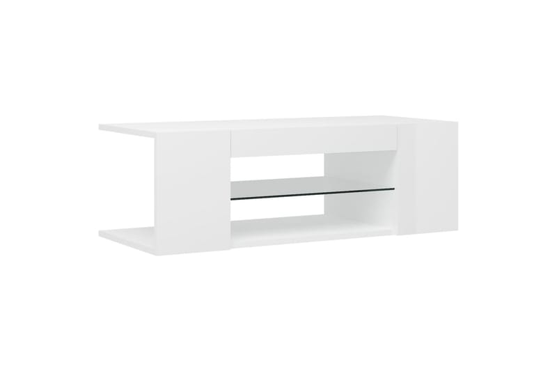 TV-benk med LED-lys høyglans hvit 90x39x30 cm - Hvit - Møbler - Mediamøbel & tv møbel - TV-benk & mediabenk