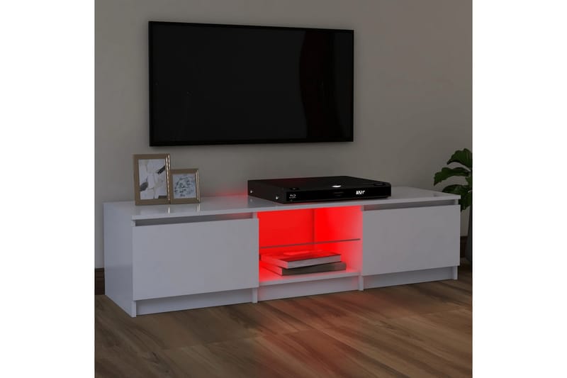 TV-benk med LED-lys hvit 120x30x35,5 cm - Hvit - Møbler - Mediamøbel & tv møbel - TV-benk & mediabenk