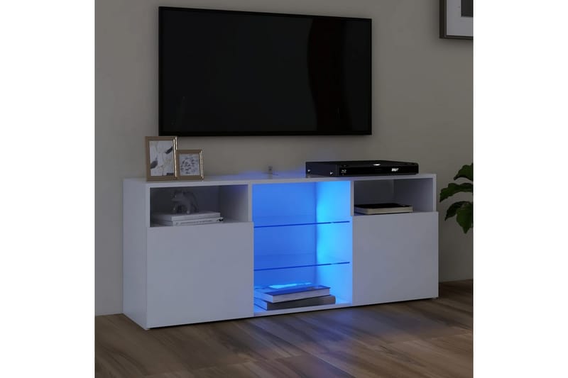 TV-benk med LED-lys hvit 120x30x50 cm - Hvit - TV-benk & mediabenk