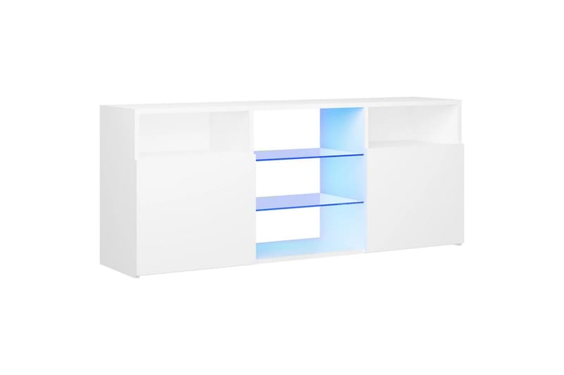 TV-benk med LED-lys hvit 120x30x50 cm - Hvit - TV-benk & mediabenk