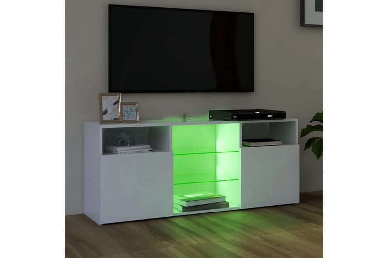 TV-benk med LED-lys hvit 120x30x50 cm - Hvit - TV-benk & mediabenk