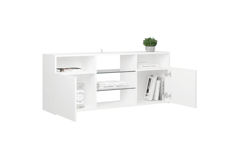 TV-benk med LED-lys hvit 120x30x50 cm - Hvit - TV-benk & mediabenk