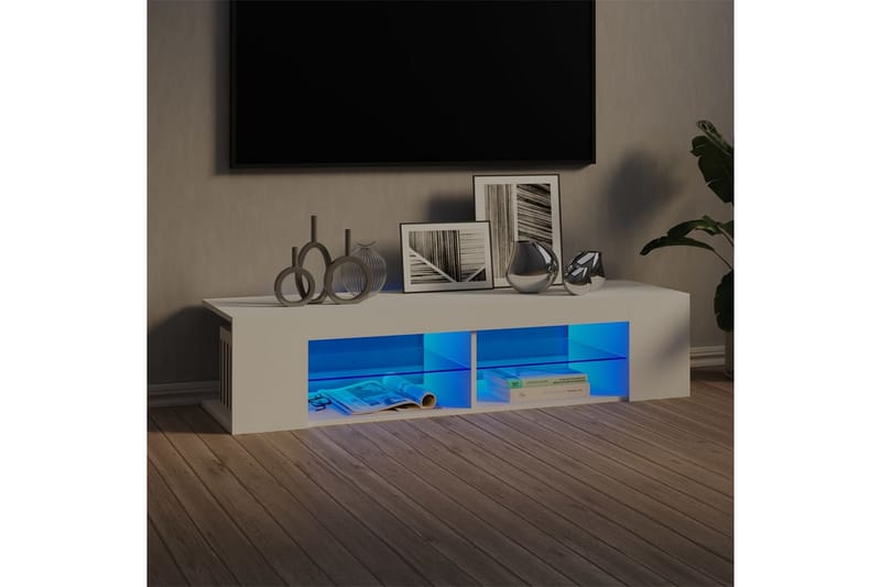 TV-benk med LED-lys hvit 135x39x30 cm - Hvit - Møbler - Mediamøbel & tv møbel - TV-benk & mediabenk