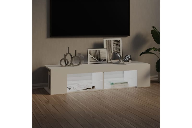 TV-benk med LED-lys hvit 135x39x30 cm - Hvit - Møbler - Mediamøbel & tv møbel - TV-benk & mediabenk