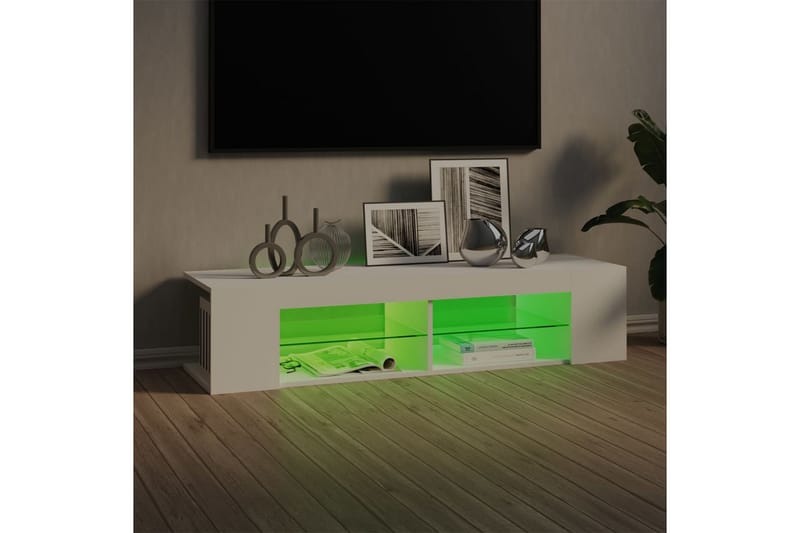 TV-benk med LED-lys hvit 135x39x30 cm - Hvit - Møbler - Mediamøbel & tv møbel - TV-benk & mediabenk