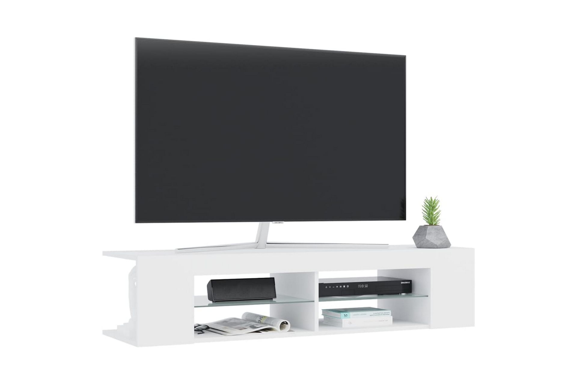 TV-benk med LED-lys hvit 135x39x30 cm - Hvit - Møbler - Mediamøbel & tv møbel - TV-benk & mediabenk