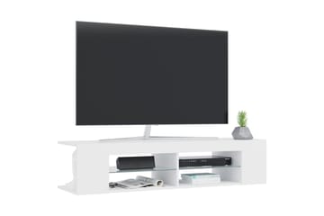 TV-benk med LED-lys hvit 135x39x30 cm - Hvit - Møbler - Mediamøbel & tv møbel - TV-benk & mediabenk