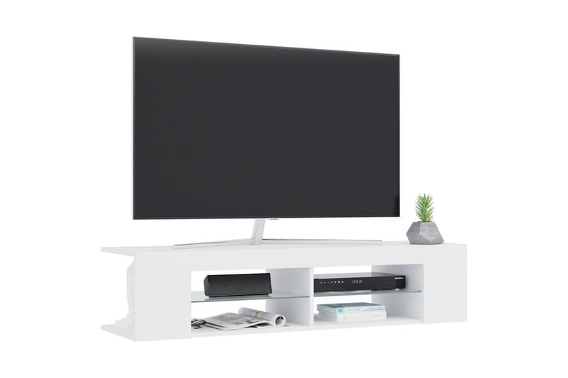 TV-benk med LED-lys hvit 135x39x30 cm - Hvit - Møbler - Mediamøbel & tv møbel - TV-benk & mediabenk