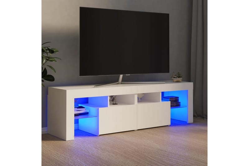 TV-benk med LED-lys hvit 140x35x40 cm - Hvit - TV-benk & mediabenk