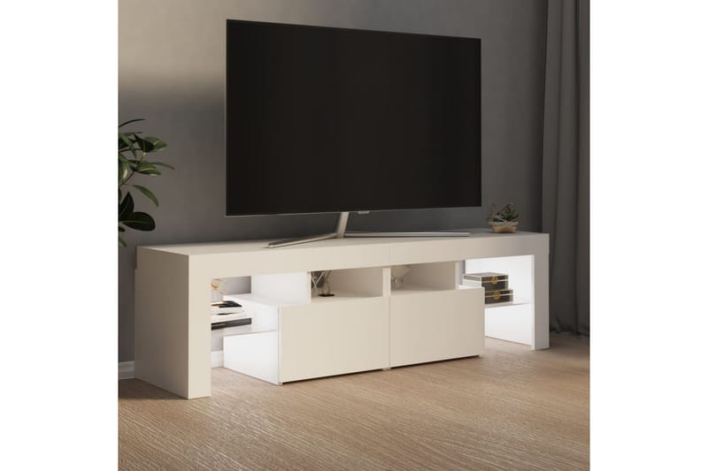 TV-benk med LED-lys hvit 140x35x40 cm - Hvit - TV-benk & mediabenk